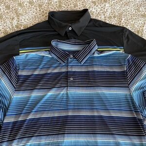 Roundtree & Yorke Blue and Black Striped Polo Shirt